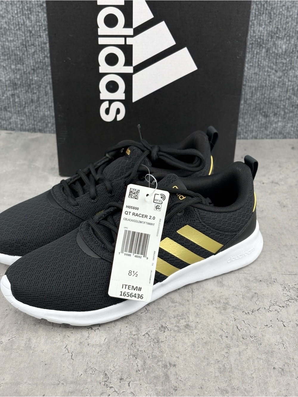 ADIDAS QT RACER 2.0 womens lace up athletic sneakers shoe size 8.5 M black NEW - Picture 2 of 8